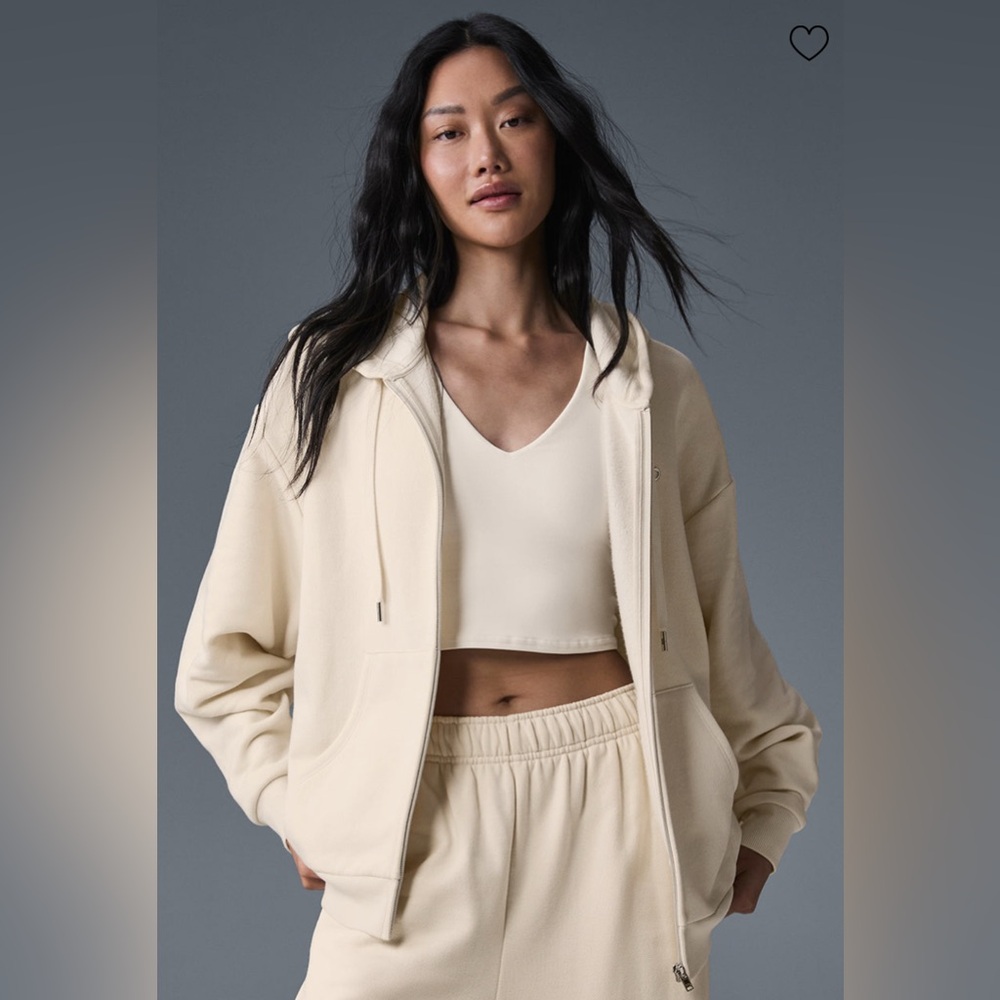 Alo Yoga Full Zip Accolade Full Zip Hoodie Oat Milk